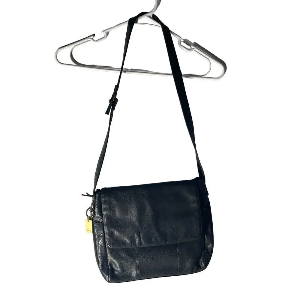 Rolfs Vintage Black Leather Cross-Body Bag